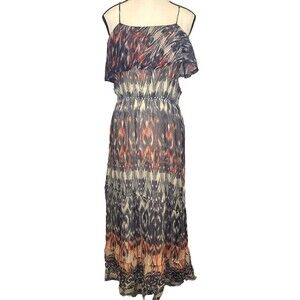 JOIE Rominette Pure Silk Multi Color Lined Ruffle Sleeveless Maxi Dress Sz M NEW